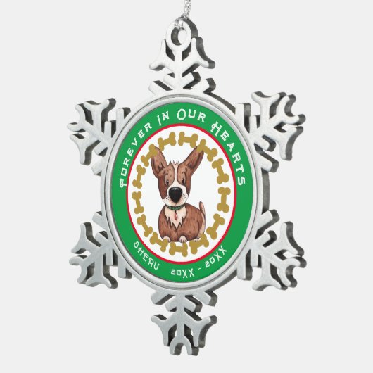 Gedenkstätte für Haustiere in unserem Herzen Moder Schneeflocken Zinn-Ornament (Rechts)