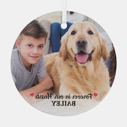 Gedenkstätte für Haustiere in unserem modernen Her Ornament Aus Glas (Rückseite)