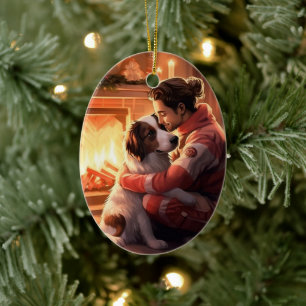 Gedenkstätte für Haustiere, Mama Papillon Hund Keramik Ornament