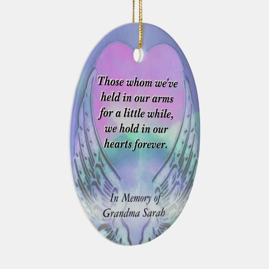 Gedenkstätte für Herz und Engel Wings Keramikornament (Rechts)