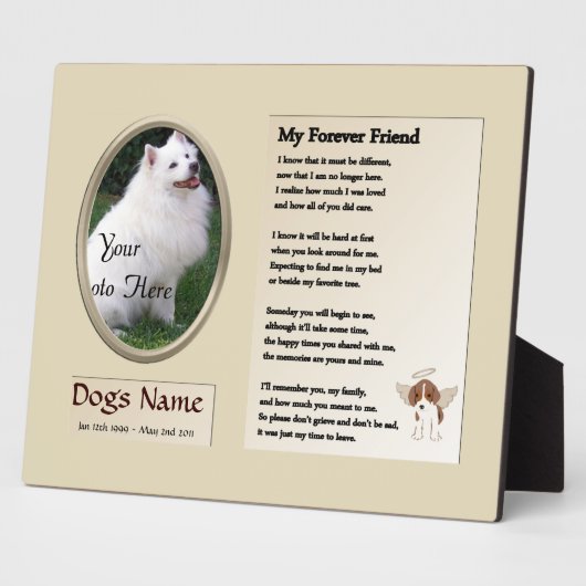 Gedenkstätte für Hunde - mein ewig Freund - Beige Fotoplatte (Seite)