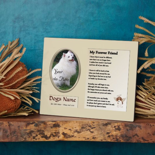 Gedenkstätte für Hunde - mein ewig Freund - Beige Fotoplatte (Seite)