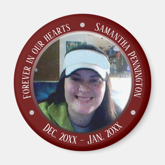 Gedenkstätte für immer in unserem Herz-Foto Magnet (Vorne)