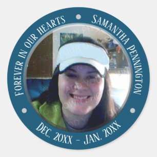 Gedenkstätte für immer in unserem Herz-Foto Runder Aufkleber