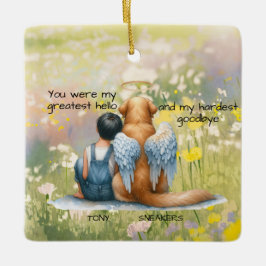 Gedenkstätte für Junge und Hunde Keramikornament