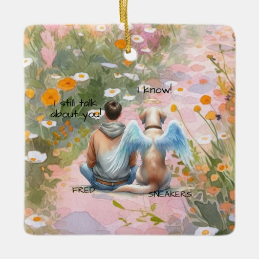 Gedenkstätte für männliche Hunde Keramikornament (Vorderseite)