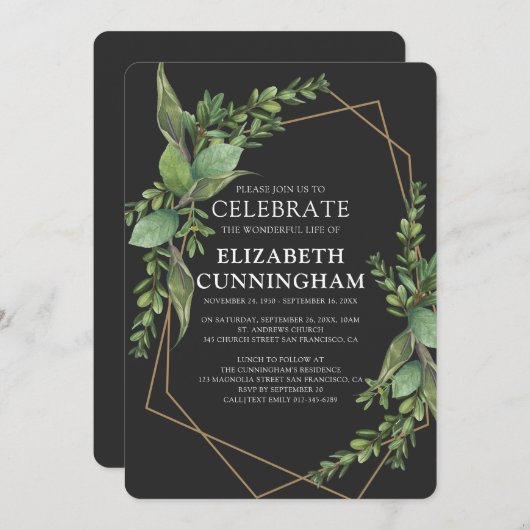 Gedenkstätte für moderne geometrische Wasserfarben Einladung (Vorne/Hinten)