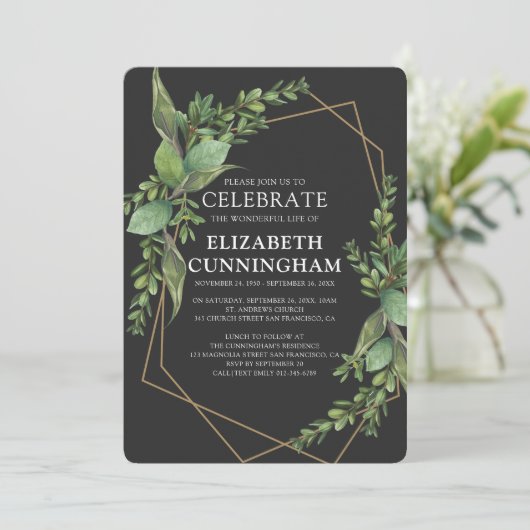 Gedenkstätte für moderne geometrische Wasserfarben Einladung (Stehend Vorderseite)