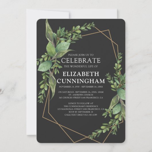 Gedenkstätte für moderne geometrische Wasserfarben Einladung (Vorderseite)