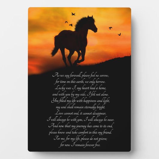 Gedenkstätte für Pferde mit Gedicht Plaque Fotoplatte (Vorderseite)