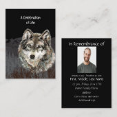 Gedenkstätte für Pocket Keepake Wolf Visitenkarte (Vorne/Hinten)