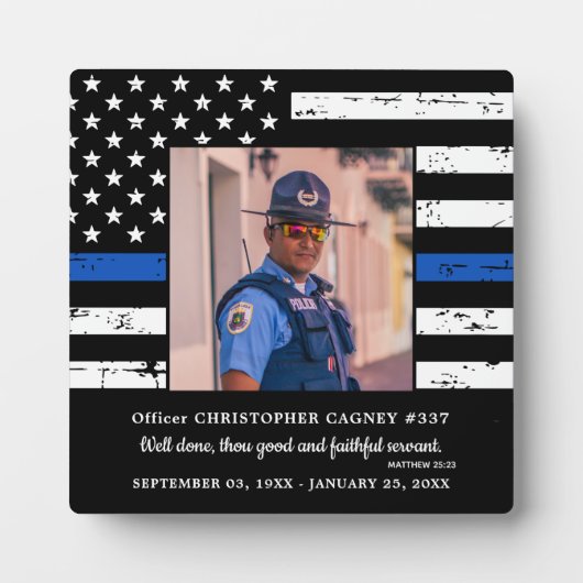 Gedenkstätte für Polizeibeamte in Thin Blue Line Fotoplatte (Vorderseite)