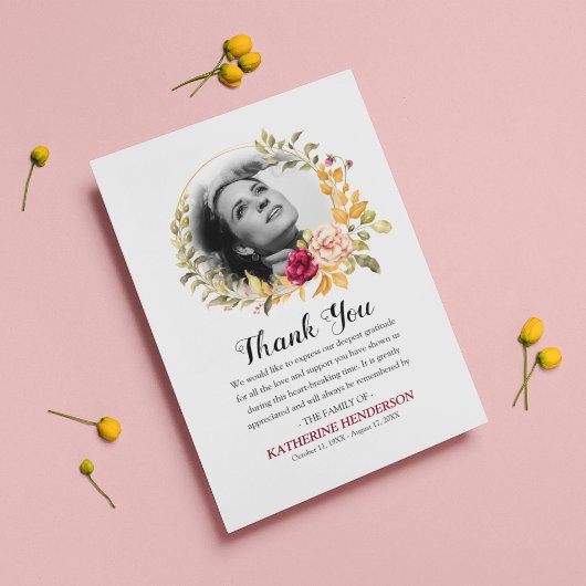 Gedenkstätte für Rose Wreath Foto Beileid Dankeskarte