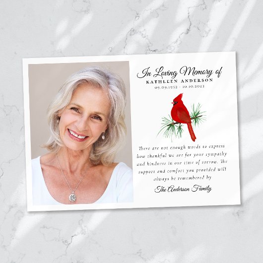 Gedenkstätte für Rote Kardinal Dankeskarte