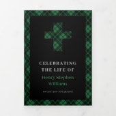 Gedenkstätte für rustikale grüne Karierte Kreuzbee Dreifach-gefaltete Programmkarte (Cover)