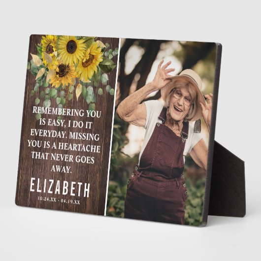 Gedenkstätte für rustikale Sonnenblumen | Familiär Fotoplatte (Seite)