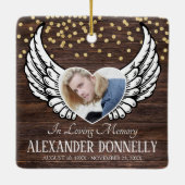 Gedenkstätte für rustikales Foto | Christmas Angel Keramikornament (Rückseite)