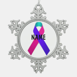 Gedenkstätte für Schilddrüsenkrebs Schneeflocken Zinn-Ornament