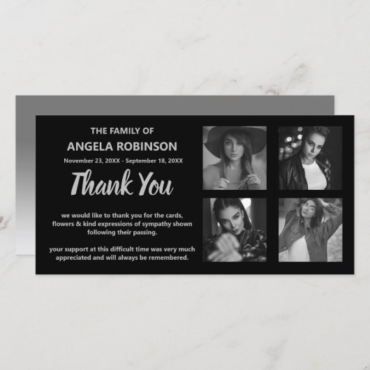 Gedenkstätte für Schwarz-Grau-Fotosammlungen Dankeskarte (Vorne/Hinten)