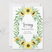 Gedenkstätte für Sonnenblumen Einladung (Vorderseite)