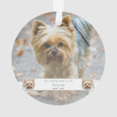 Gedenkstätte für Wasserfarben Yorkie und Blumenrea Ornament (Rückseite)