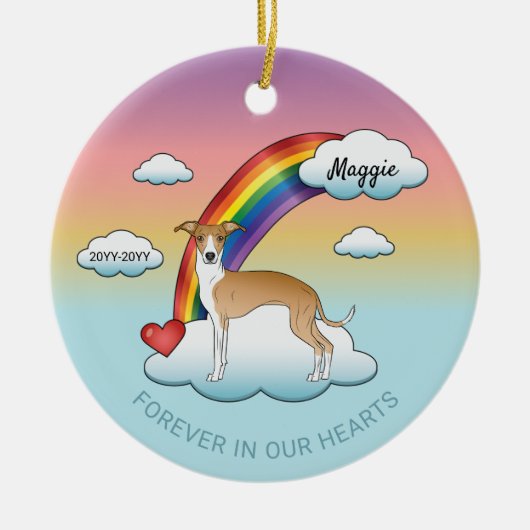 Gedenkstätte für Windhund-Rainbow Keramik Ornament (Vorne)