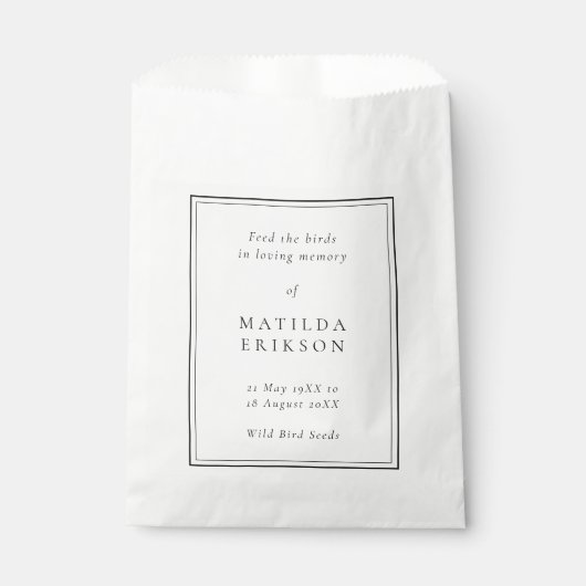 Gedenkstätte Gefüttert Vögel | Seed Packet Beerdig Geschenktütchen (Vorderseite)