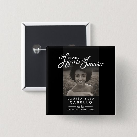 Gedenkstätte im Herzen Foto Beerdigung Mono Button (Vorne & Hinten)