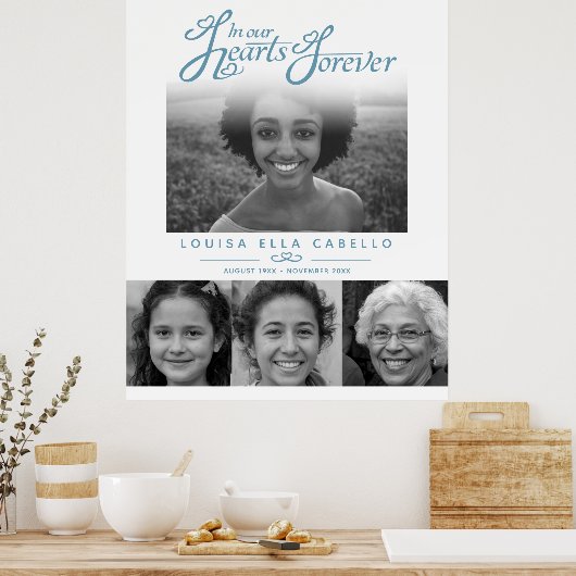 Gedenkstätte im Herzen Fotos Beerdigung grau-weiß Poster (Küche)