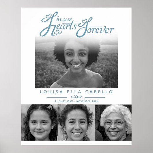 Gedenkstätte im Herzen Fotos Beerdigung grau-weiß Poster (Vorne)