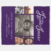 Gedenkstätte im Herzen für immer Foto lila weißer Fleecedecke (Vorderseite (Horizontal))