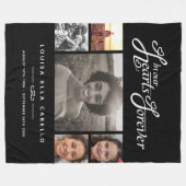 Gedenkstätte in den Herzen für immer Foto Schwarz- Fleecedecke (Vorderseite (Horizontal))