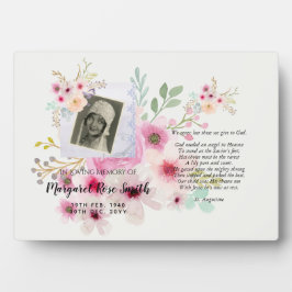 Gedenkstätte mit FOTO und Verse Floral Fotoplatte