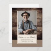 Gedenkstätte Rusitc Wood Foto Beerdigung Keepake Einladung (Vorne/Hinten)