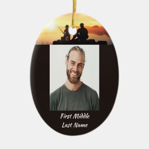 Gedenkstätte Vater Sohn Angeln Fischer Keramik Ornament