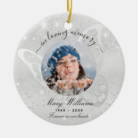 Gedenkstätte zum Schmetterling-Foto des Silberschm Keramik Ornament (Vorne)