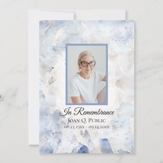 Gedenkstätte zum Tode des Todes durch blaue Tinte Einladung (Vorderseite)