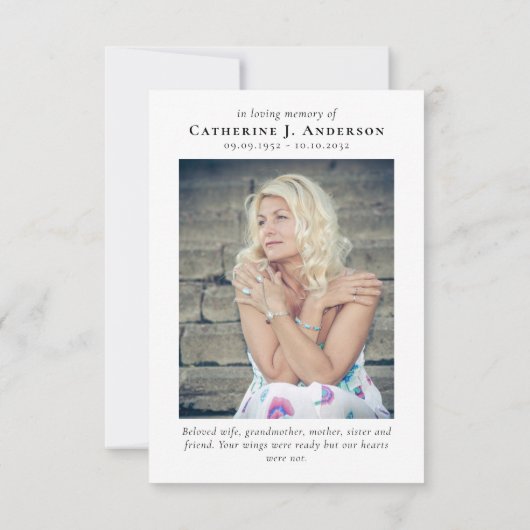 Gedenkstätte zur Beerdigung des Fotos Dankeskarte (Rückseite)