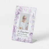 Gedenkstätte zur Beerdigung lila Wasserfarben Sockelschild (Vorderseite)