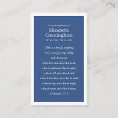 Gedenkstätte zur Beerdigung Moderne und einfache F Visitenkarte (Rückseite)