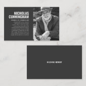 Gedenkstätte zur Beerdigung von Erinnerungsfotos Visitenkarte (Vorne/Hinten)