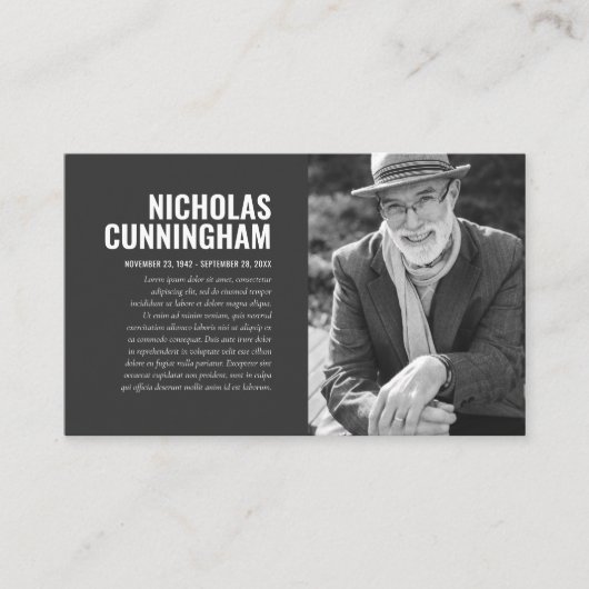 Gedenkstätte zur Beerdigung von Erinnerungsfotos Visitenkarte (Vorderseite)