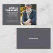 Gedenkstätte zur Beerdigung von Erinnerungsfotos Visitenkarte (Vorne/Hinten)