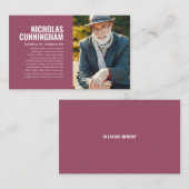 Gedenkstätte zur Beerdigung von Erinnerungsfotos Visitenkarte (Vorne/Hinten)