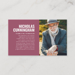 Gedenkstätte zur Beerdigung von Erinnerungsfotos Visitenkarte