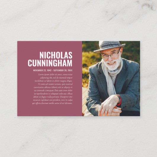 Gedenkstätte zur Beerdigung von Erinnerungsfotos Visitenkarte (Vorderseite)