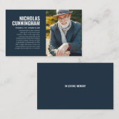 Gedenkstätte zur Beerdigung von Erinnerungsfotos Visitenkarte (Vorne/Hinten)