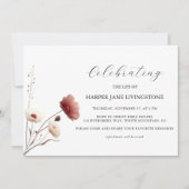 Gedenkstätte zur Beerdigung von Pink und Weißmohn Einladung (Vorderseite)