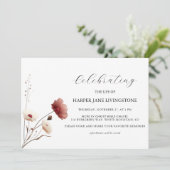 Gedenkstätte zur Beerdigung von Pink und Weißmohn Einladung (Stehend Vorderseite)