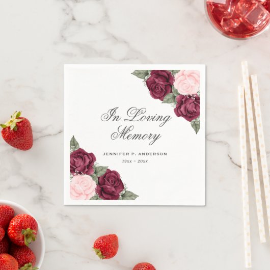 Gedenkstätte zur Beerdigung von Wasserfarben Rosa Serviette (Beispiel)